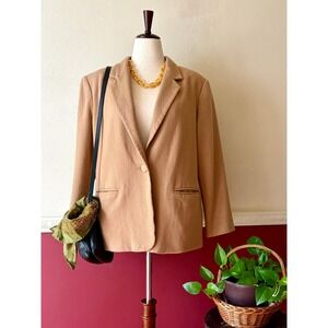 Vintage BFA Classics Single Button Wool Camel Blazer 16P Relaxed‎ 90s Boyfriend